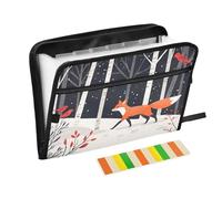 Expanding Folder 13 Pockets A4 Letter Size Folders for Documents with Zipper Closure for Office Workers Document Storage Night Snow Forests Fox