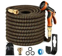 Expanding Garden Hose with 10-Pattern Spray Nozzle - 3-Fold Retractable Water Hose, Lightweight, Leak-Proof, Durable Triple-Layer Latex Core - Ideal for Watering, Car Washing & Pet Bathing (150FT)