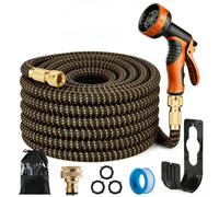 Expanding Garden Hose with 10-Pattern Spray Nozzle - 3-Fold Retractable Water Hose, Lightweight, Leak-Proof, Durable Triple-Layer Latex Core - Ideal for Watering, Car Washing & Pet Bathing (75FT)