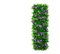 Expanding Garden Trellis Panels, 200x40cm Artificial Ivy and Violet Hedge, Artificial Fake Leaf Wall Greenery Hedge Plant, Greenery Backdrop Decor Faux Fence Mat, Adjustable for Stairs, Balcony, Wall