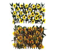 Expanding Garden Trellis Panels, 200x40cm Expandable Garden Fence Screening with Artificial Ivy and Violet Flower,Decorative Faux Ivy Leaf Privacy Screen Greenery Backdrop for Backyard (1-Sunflower)