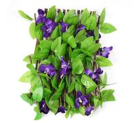 Expanding Garden Trellis Panels 6ft X1.3ft, Trellis Fence Panels Garden Fence Screening Adjustable Artificial Trellis Leaf Flower Ivy and Violet Courtyard Decorative Guardrail