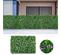 Expanding Garden Trellis Panels | Artificial Hedge Screening with Flowers | Expandable Garden Fence Screening with Artificial | Expandable Faux Ivy Privacy Fence | Garden Trellis Panels