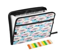 Expanding Hanging File Folder 13 Pockets A4 Letter Size with Zipper Closure for Office Supply Cute Cartoon White Sheep expando