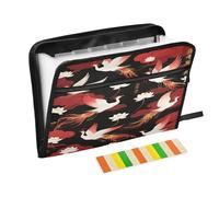 Expanding Hanging File Folders 13 Pockets A4 Letter Size with Zipper Closure for Paperwork Red and Gold Phoenix carpeta de
