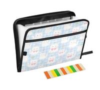 Expanding Hanging File Folders 13 Pockets A4 Letter Size with Zipper Closure for School Home Office Classroom Cute Cartoon White Cats Gingham para guardar documentos