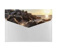 Expanding Lighthouse Rocks Seaside File Organizer with 6 Pockets Plastic Accordion File Folders with Labels Letter Size Portable Document Paper Receipt Bill Storage for Office