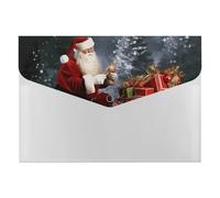 Expanding Merry Christmas Santa's Gift File Organizer with 6 Pockets Plastic Accordion File Folders with Labels Letter Size Portable Document Paper Receipt Bill Storage for Office