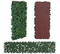 Expanding Trellis With Artificial Leaves 35x71 In (90x180 cm) - Garden Privacy Screen & Outdoor Decor, Easy to Install Ficus Leaf Artificial Hedge Screening Panel for Balcony, Terrace, Fence and Wall