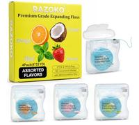 Expanding Woven Dental Floss, 4-Pack Multi-Flavour, Coconut Oil Infused