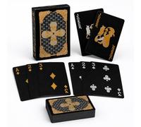 EXPANSIA Luxury Black Playing Cards Deck - Premium Gold & Silver Foil Poker Cards - Waterproof Durable Playing Cards for Poker, Blackjack, Magic Tricks & Game Nights (Gold)