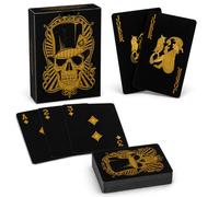 EXPANSIA Luxury Black Playing Cards Deck - Waterproof Poker Cards with Gold & Silver Design - Durable Plastic Playing Cards for Poker, Blackjack, Parties & Family Games (Gold)