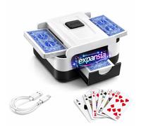 EXPANSIA Rechargeable Automatic Card Shuffler Machine - Electric Multi Deck Card Shuffler 2/4 Deck, Professional Playing Card Shuffler Machine for Poker - Portable Auto Card Shuffler