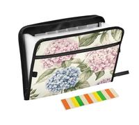 Expansion File Folder 13 Pockets A4 Letter Size with Zipper Closure for Paper Expanding File Folder Hydrangeas Beauty Flowers carpeta de