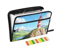 Expansion File Folders 13 Pockets A4 Letter Size Organizer Folder with Zipper Closure for Newspaper Office Stationery Organizer Supplies Lighthouse on A Mountain
