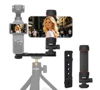 Expansion Phone Holder Mount compatible for DJI Osmo Pocket 4P/4/3/2 | 360° Adjustable Phone Clip with 1/4 Screw & Cold Shoe,Camera Monitor Adapter, Dual-Screen Record for POV Tripod Stick