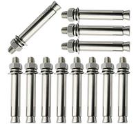 Expansion Screw Bolts,External Hex Nut, Wall Plugs, 12 Pieces Stainless Steel Expansion Screw Bolts