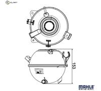 MAHLE CRT19000S Coolant Expansion Tank 164mm Length Fits Audi Seat Skoda VW