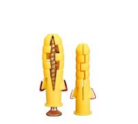 Expansion tube 50Set M6/8/10mm Plastic Tube Expansion Wall Anchors Plugs Fasteners Nylon Self-Tapping Head Screw Bolt Ribbed Yellow(Orange)