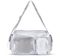 Expatrié Holdall Bag Women Silver Metallic - Nova - Medium Overnight Bag with Many Pockets - Women's Duffel Fashion Bag with Adjustable Strap - Elegant Essential for Ladies