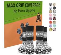 EXPAWLORER 3 Pairs Anti-slip Dog Socks Paws Stop Licking, Dog Paw Protector with Grips Double-sided Strong Traction, Adjustable Boots Shoes for Senior Dogs Hard Floor Indoor Outdoor Walk, Grey 2XL