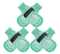 EXPAWLORER 3 Pairs Anti-slip Dog Socks Paws Stop Licking, Dog Paw Protector with Grips Double-sided Strong Traction, Adjustable Boots Shoes for Senior Dogs Hard Floor Indoor Outdoor Walk, Green XL