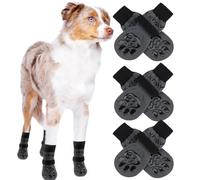 EXPAWLORER 3 Pairs Anti-slip Dog Socks Paws Stop Licking, Dog Paw Protector with Grips Double-sided Silicon Gel, Adjustable Pet Boots Shoes for Puppy Small Medium Large Senior Dogs, Black & Grey 2XL
