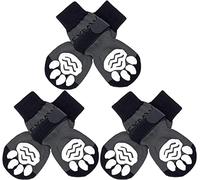 EXPAWLORER 3 Pairs Anti-slip Dog Socks Paws Stop Licking, Dog Paw Protector with Grips Double-sided Strong Traction, Adjustable Dog Boots Shoes for Senior Dogs Hard Floor Indoor Outdoor Walk, Black M