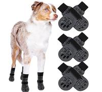 EXPAWLORER 3 Pairs Anti-slip Dog Socks Paws Stop Licking, Dog Paw Protector with Grips Double-sided Silicon Gel, Adjustable Pet Boots Shoes for Puppy Small Medium Large Senior Dogs, Black & Grey 2XS