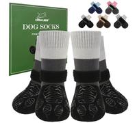 EXPAWLORER Anti Slip Dog Socks Stop Licking Injured Paws with Grips, Dog Shoes for Hot Pavement, Pet Boots & Paw Protector for Hardwood Floors for Small Medium Large Senior Breeds, Black S