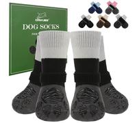 EXPAWLORER Anti Slip Dog Socks Stop Licking Injured Paws with Grips, Dog Shoes for Hot Pavement, Pet Boots & Paw Protector for Hardwood Floors for Small Medium Large Senior Breeds, Grey XL