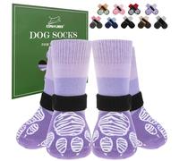 EXPAWLORER Anti Slip Dog Socks to Prevent Licking Paws, Dog Shoes for Cold Winter, Dog Booties for Hardwood Floors, Dog Boots & Paw Protectors with Grippers for Small Medium Large Senior Dogs M