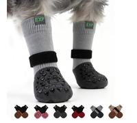 EXPAWLORER Anti Slip Dog Socks to Prevent Licking Paws, Hot Pavement Dog Boots & Paw Protectors Booties for Hardwood Floors with Heart Grippers, Dog Shoes for Small Medium Large Senior Dogs Grey M