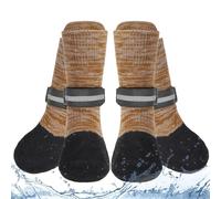 EXPAWLORER Anti Slip Dog Socks to Prevent Licking Paws, Shoes for Hot Pavement, Boots & Paw Protectors with Grippers, Doggie Booties for Hardwood Floors for Small Medium Large Senior Dogs Khaki XL