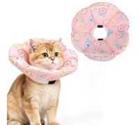 EXPAWLORER Cat Cone Collar Soft, Cat Recovery E Collar After Surgery to Stop Licking, Adjustable Waterproof Flower Style Neck Elizabethan Pet Kitten Puppy Donut Pillow for Cats Wound Healing, Flower M