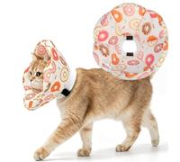 EXPAWLORER Cat Cone Collar Soft, Cat Recovery E Collar After Surgery to Stop Licking, Adjustable Waterproof Flower Style Neck Elizabethan Pet Kitten Puppy Donut Pillow for Cats Wound Healing, Donut S