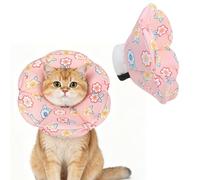EXPAWLORER Cat Cone Collar Soft, Cat Recovery E Collar After Surgery to Stop Licking, Adjustable Waterproof Flower Style Neck Elizabethan Pet Kitten Puppy Donut Pillow for Cats Wound Healing, Flower S
