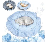 EXPAWLORER Cat Cooling Bed Mat - Upgraded Thickened 2-Sided Reversible Cold Pad for Cats Puppy Small Dogs Keep Cool in Summer, Adjustable Soft Cozy Pet Sleeping Blanket for Crate Floor Bed Sofa Kennel