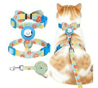 EXPAWLORER Cat Harness and Leash Set with AirTag Holder, Escape Proof Safe Lightweight Adjustable Soft Kitten Harness Set with Bowknot for Small Medium Large Cat Walking Travel Outdoor, Lemon