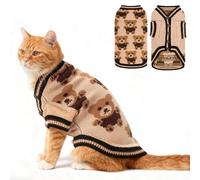 EXPAWLORER Cat Sweater Cardigan - Stylish Knit Cat Clothes, Soft Puppy Sweater with Sleeve, Cute Warm Pet Clothing Knitwear, Fall Winter Kitten Coat for Girl Boy Cats, Love Heart Large