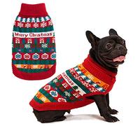 EXPAWLORER Christmas Dog Jumper - Knitted Xmas Costume Dog Clothes Gift, Sleeveless Sweater with Colorful Stripes and Snowflakes, Warm Holiday Outfit Winter Coat for Small Medium Large Dogs, S-M