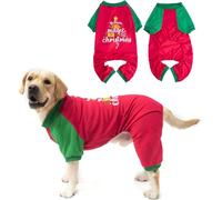 EXPAWLORER Christmas Dog Pajamas for Medium Large Dogs,Soft Dog Christmas Outfit Clothes,Xmas Pet Sweater Puppy Winter Jumpsuit Holiday Costume PJS with Cute Pattern