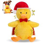 EXPAWLORER Christmas Squeaky Duck Dog Toy - Soft Plush Stuffed Toys with Santa Claus Costume, Interactive Chew Toy with Squeakers to Keep Them Busy,Best Gift for Puppy Small Medium Large Dogs Training