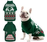 EXPAWLORER Dog Christmas Sweater for Small Medium Large Dogs, Knit Turtleneck Holiday Pet Clothes Dog Sweater Xmas Outfit, Warm Soft Winter Costume Onesie for Puppy Boy Girl, Green XS