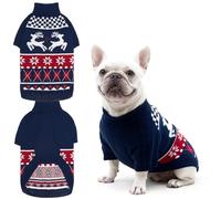 EXPAWLORER Dog Christmas Sweater for Small Medium Large Dogs, Knit Turtleneck Holiday Pet Clothes Dog Sweater Xmas Outfit, Warm Soft Winter Costume Onesie for Puppy Boy Girl, Blue XS