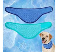 EXPAWLORER Dog Cooling Bandana - 2 Pack Instant Chill Out Adjustable Pet Scarf, Summer Outdoor Ice Collar Cooler, Prevent Sunstroke for Small Medium Large Breeds (Navy Green, M)
