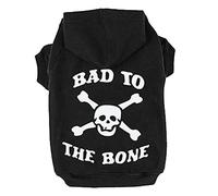 EXPAWLORER Dog Hoodie - BAD TO THE BONE Lettered Dog Sweatshirt with Hood, Dog Clothes in Fall Cold Winter Sweater with Built-in Dog Lead Hole, Pet Warm Outfit for Cats and Small to Large Dogs, M