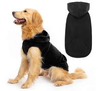 EXPAWLORER Dog Hoodie Fleece Jumper Vest, Hooded Dog Sweater Fall Winter Pet Clothes Sweatshirt with Lead Hole, Sleeveless Warm Cosy Puppy Clothing for Cat Small Medium Large Dogs Girl Boy, Black L