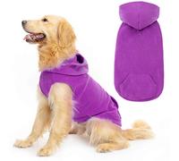 EXPAWLORER Dog Hoodie Fleece Jumper Vest, Hooded Dog Sweater Fall Winter Pet Clothes Sweatshirt with Lead Ring, Sleeveless Warm Cosy Puppy Clothing for Cat Small Medium Large Dogs Girl Boy, Purple S