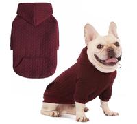 EXPAWLORER Dog Hoodie,Warm Pet Clothes for Small Medium Large Dogs Gril Boy,Dog Sweatshirt Puppy Sweater with Pouch for Cold Weather Fall Winter,Cat Hooded Coat Apparel,Wine Red S